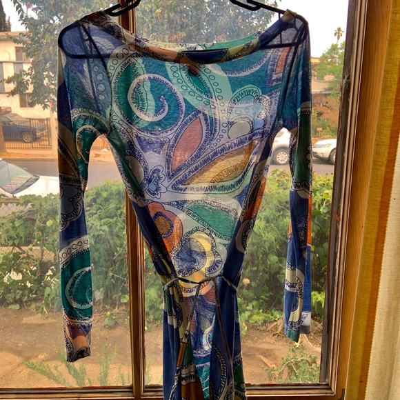 FRENCH CONNECTION SIXTIES MESH LONG SLEEVE DRESS - Picture 6 of 12